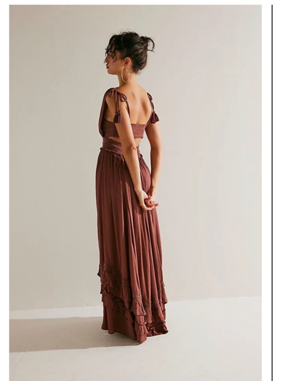 Free People Santa Maria Maxi Dress Crochet Size Medium Free-est Rust Brown - Picture 3 of 11